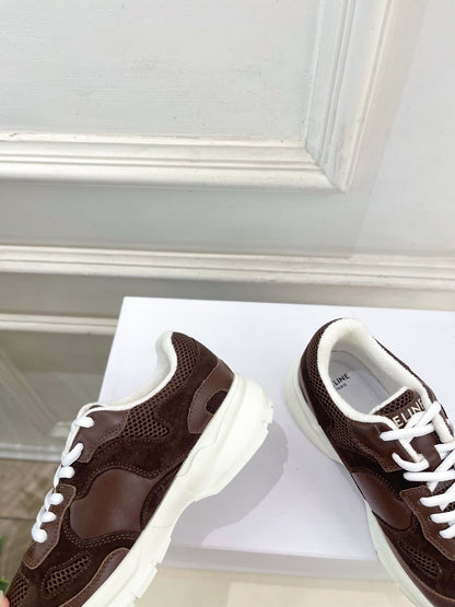 Celine 26s Runner Sneaker Coffee Mesh Suede 947583