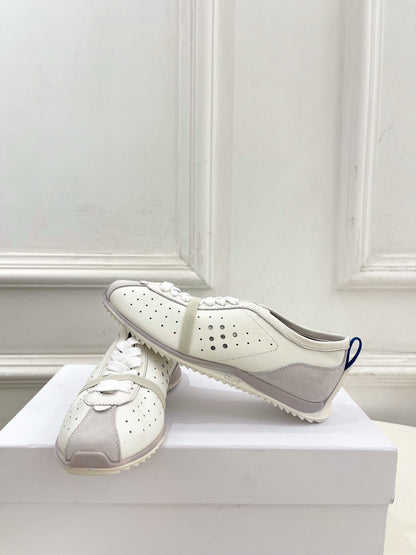 Celine 26s Soft Sneaker Optic White Perforated Lambskin Suede 947589