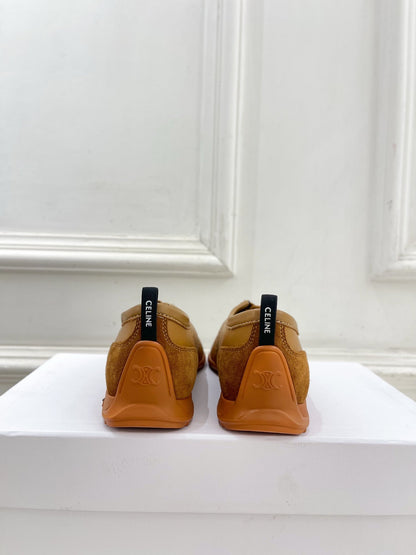 Celine 26s Soft Sneaker Camel Perforated Lambskin Suede 947588