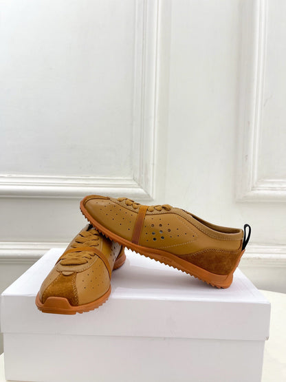 Celine 26s Soft Sneaker Camel Perforated Lambskin Suede 947588