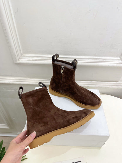 Celine 26s Flow Zipped Ankle Boots Coffee Suede 947591