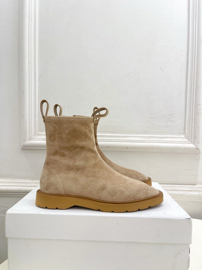 Celine 26s Flow Zipped Ankle Boots Khaki Suede 947591