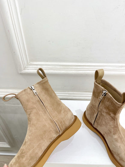 Celine 26s Flow Zipped Ankle Boots Khaki Suede 947591