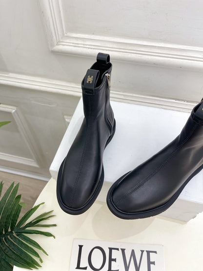 Celine 26s Flow Zipped Ankle Boots Black Leather 947593