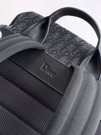Dior 2026 Jett Backpack With Flap 42cm Black Fabric Leather