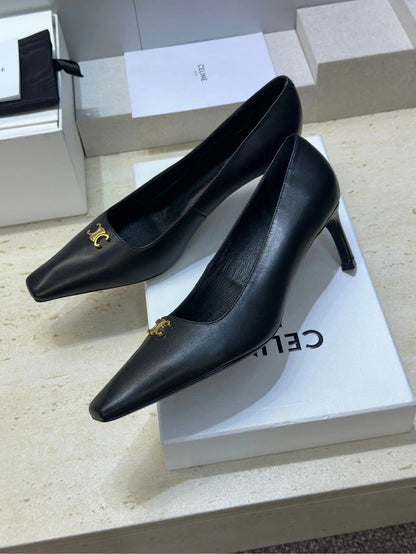 Celine 26 High-Heeled Sandals Triomphe Logo 65mm Leather 762639