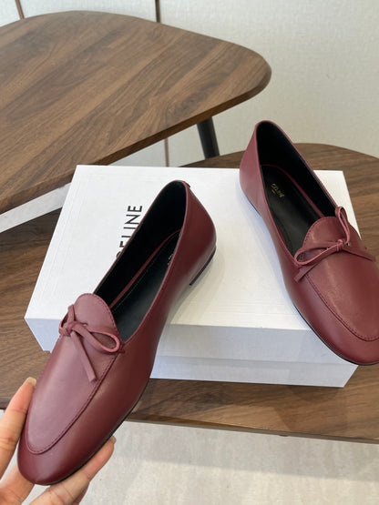 Celine 26 Loafers Burgundy Sheepskin 624691