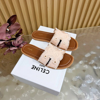 Celine 26 Marina Mules Canvas Leather 749449