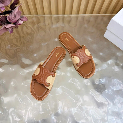Celine 26 Triomphe Slide Sandals Leather 749443