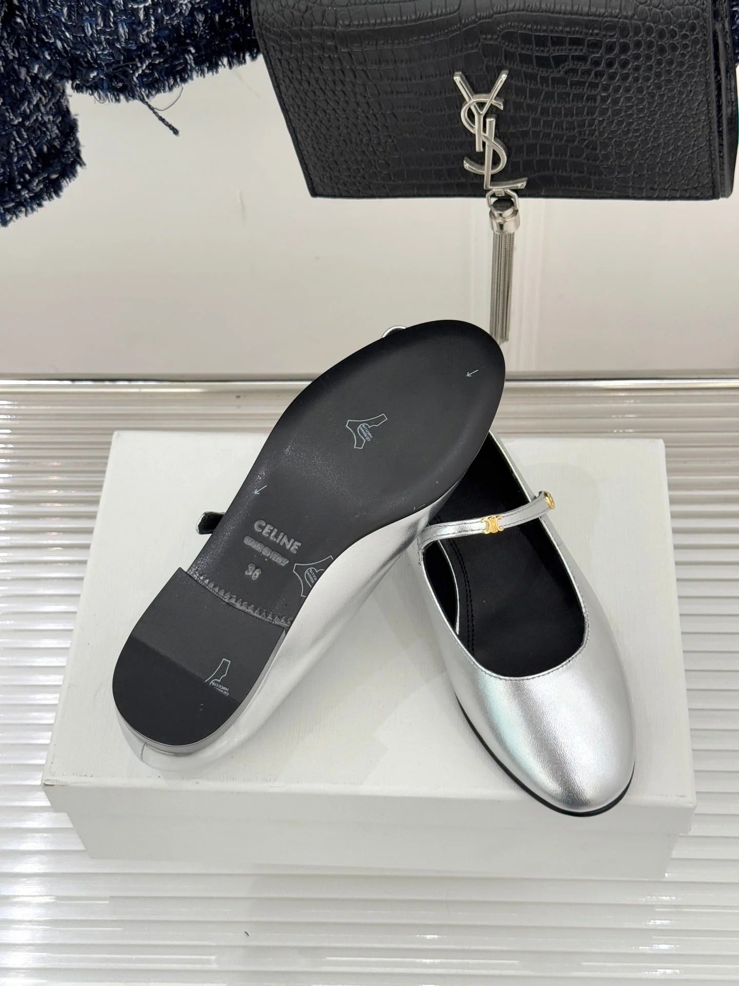 Celine 26 Mary-Jane Ballet Flats Leather 755874