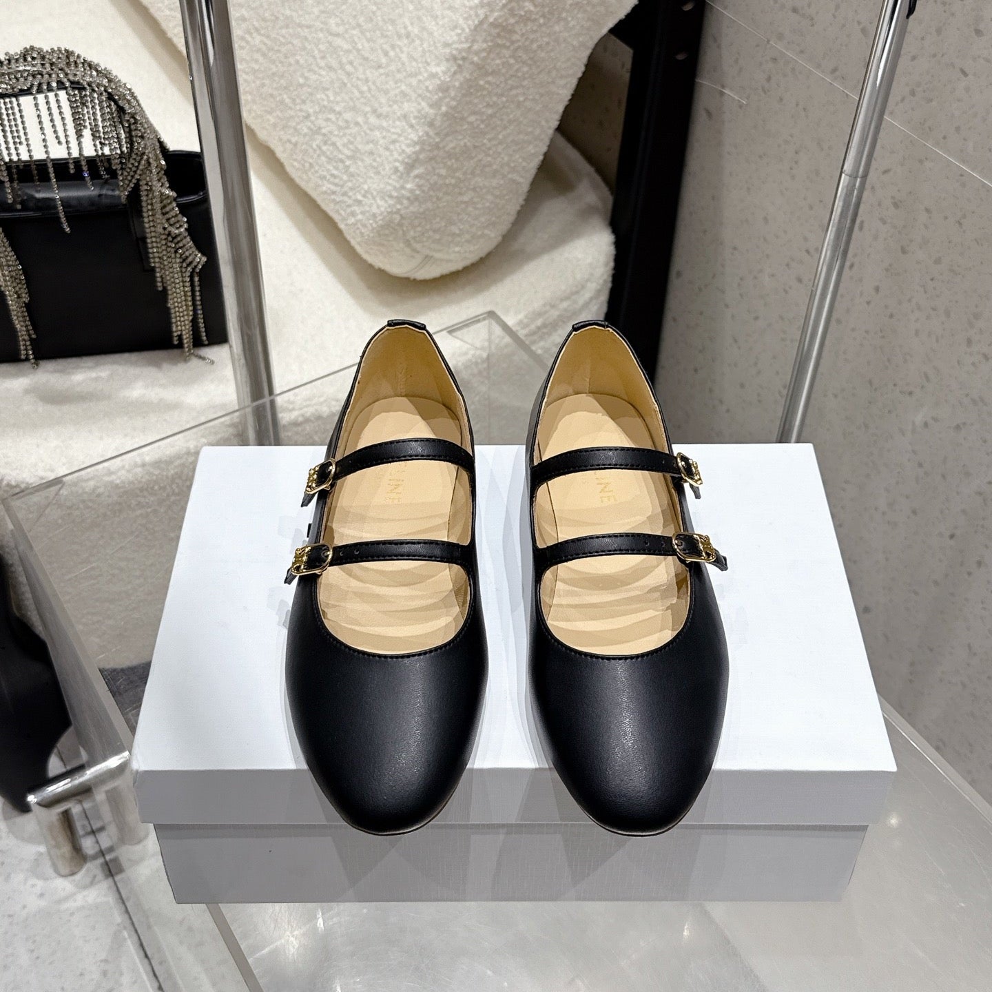 Celine 26 Ballet Flats Black Cowhide 608054