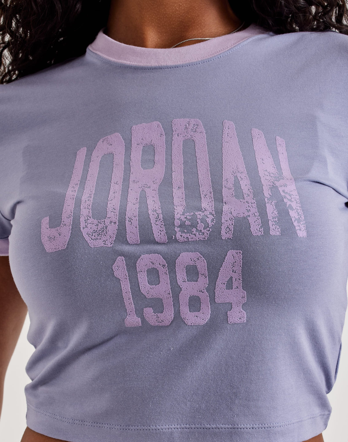 Women's Jordan Cropped Graphic Tee - Indigo Haze/Pink